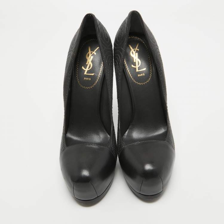 Pre Owned Yves Saint Laurent Green Leather Tribtoo Pumps Size 40