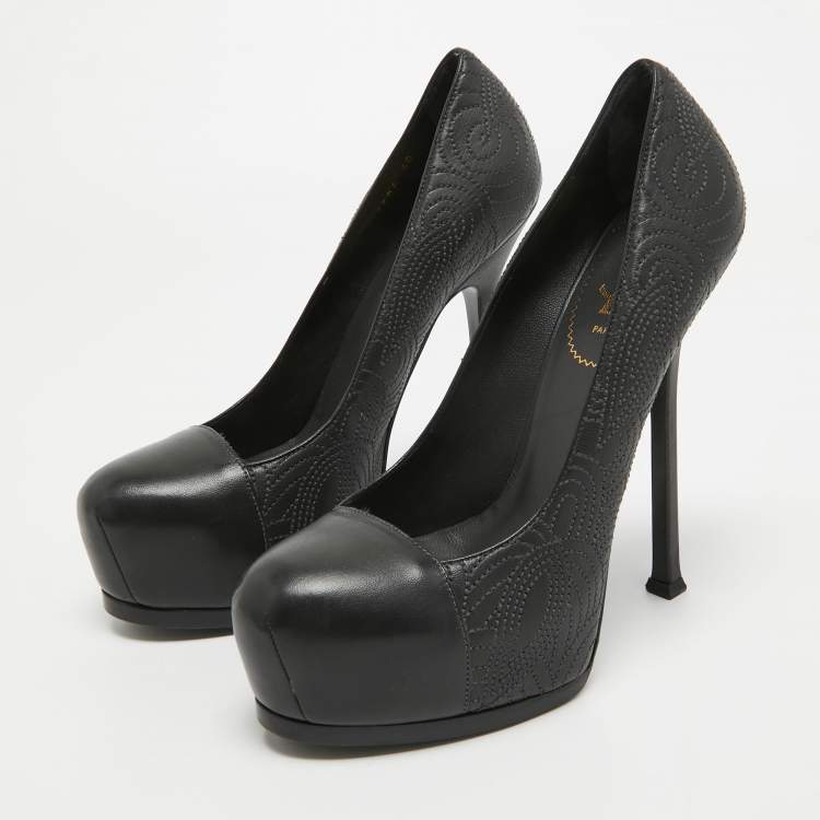 Pre Owned Yves Saint Laurent Green Leather Tribtoo Pumps Size 40