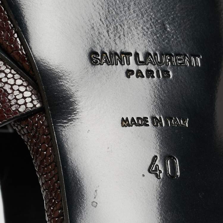 مملوكة مسبقًا Yves Saint Laurent Burgundy Leather Tribute  Ankle Strap Sandals Size 40