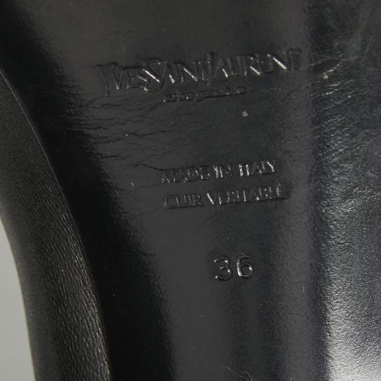 Pre Owned Yves Saint Laurent Black Leather Platform Knee Length Boots Size 36