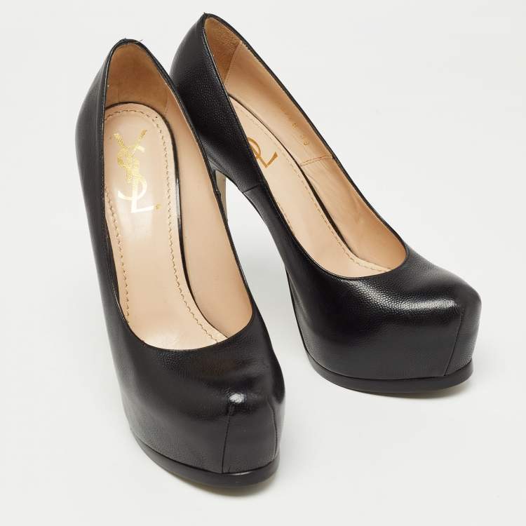 Pre Owned Yves Saint Laurent Black Leather Tribtoo Pumps Size 39