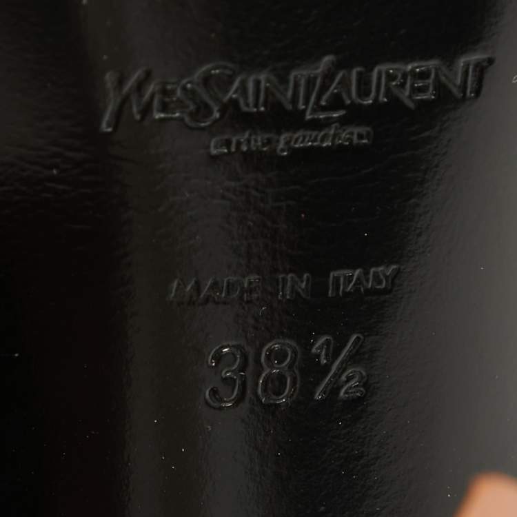 Pre Owned Yves Saint Laurent Black Leather Mirror Heel Platform Pumps Size 38.5