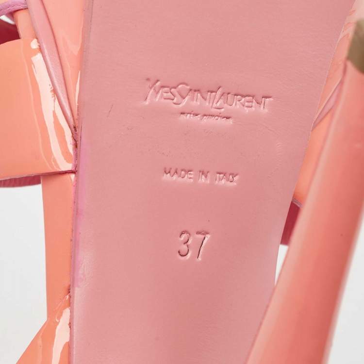 Pre Owned Yves Saint Laurent Pink  Patent Tribute Sandals Size 37