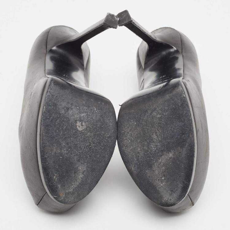 Pre Owned Yves Saint Laurent Black Leather Tribtoo Platform Pumps Size 37