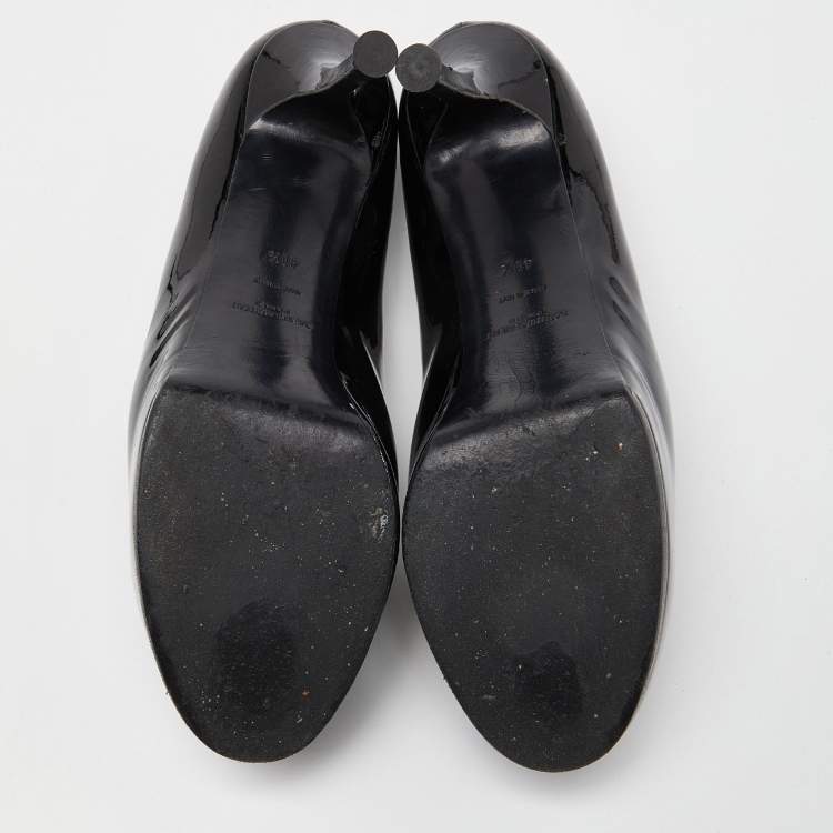 Pre Owned Yves Saint Laurent Black Patent Leather Tribtoo Platform Pumps Size 40.5
