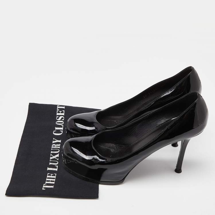 Pre Owned Yves Saint Laurent Black Patent Leather Tribtoo Platform Pumps Size 40.5