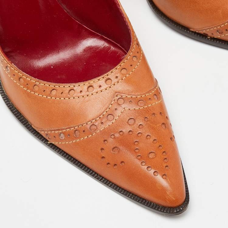 Pre Owned Yves Saint Laurent Tan Pointed Toe Pumps Size 38