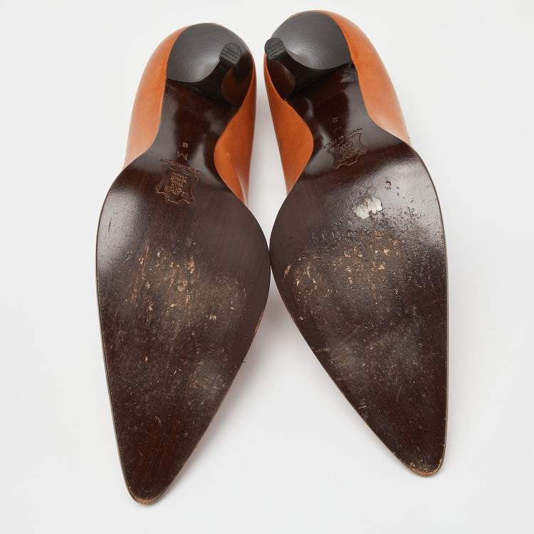 Pre Owned Yves Saint Laurent Tan Pointed Toe Pumps Size 38