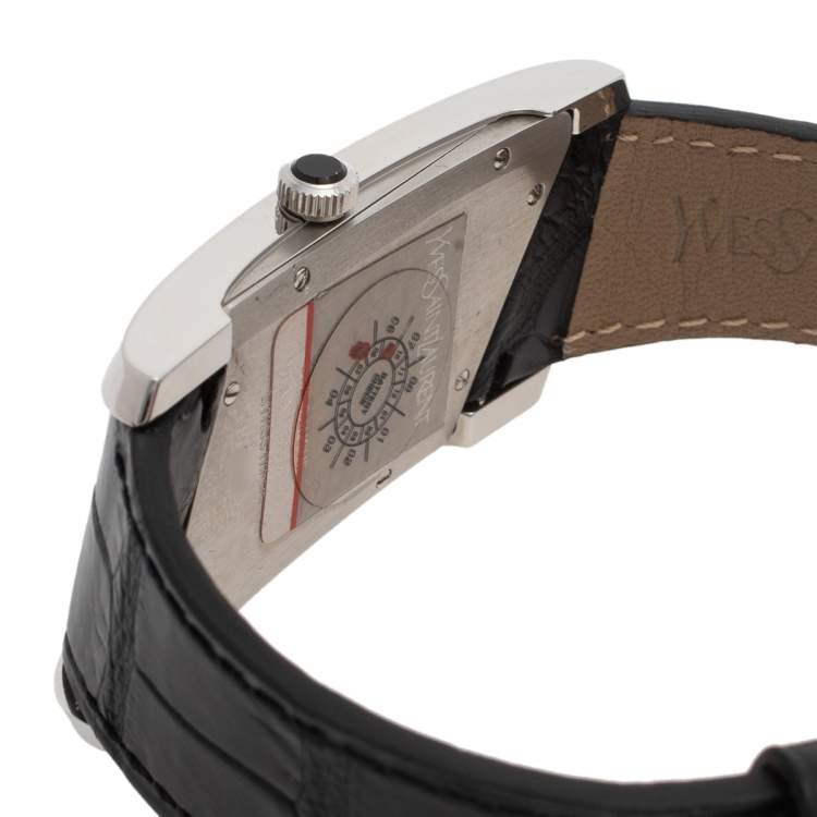 Pre Owned Yves Saint Laurent Black Stainless Steel Rive Gauche Women's Wristwatch 24 mm