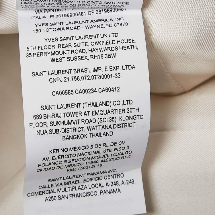 Pre Owned Saint Laurent Cream Textured Cotton Double Breasted Jacket S