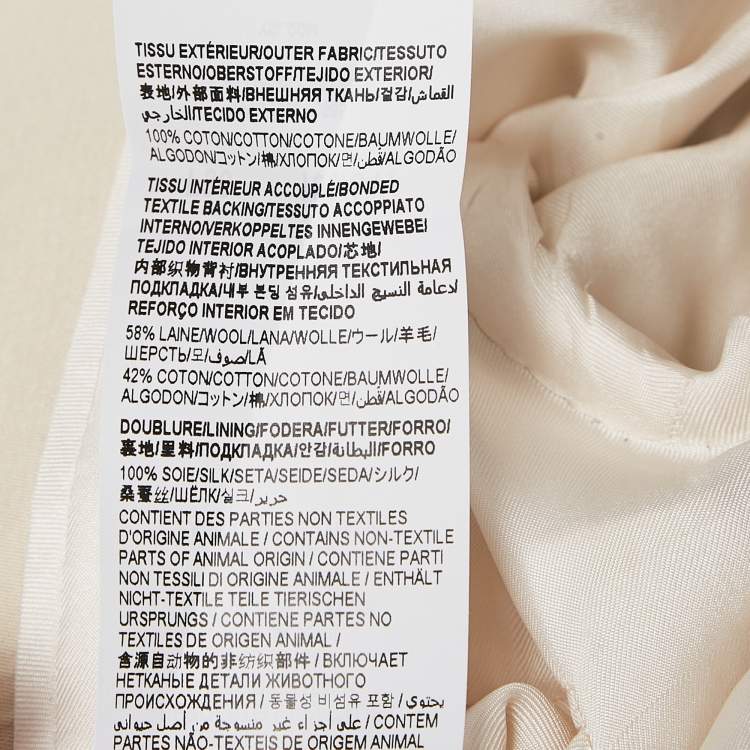 Pre Owned Saint Laurent Cream Textured Cotton Double Breasted Jacket S
