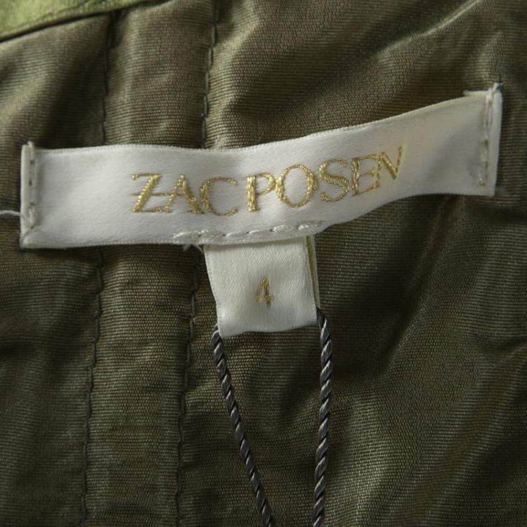 Pre Owned Zac Posen SS'13 Linden Green Strapless Dress S