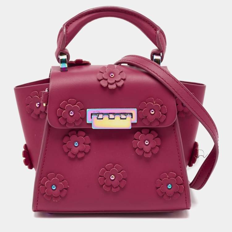 Zac Posen Magenta Leather Mini Eartha Iconic Top Handle Bag Zac Posen TLC