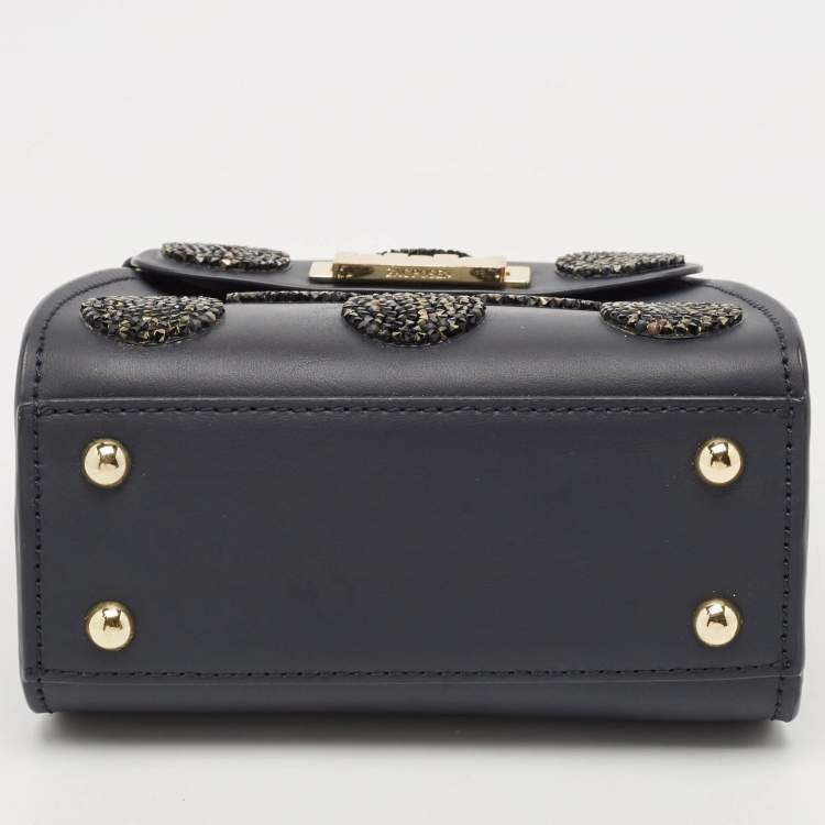 مملوكة مسبقًا Zac Posen Navy Blue Leather Mini Eartha Iconic Top Handle Bag