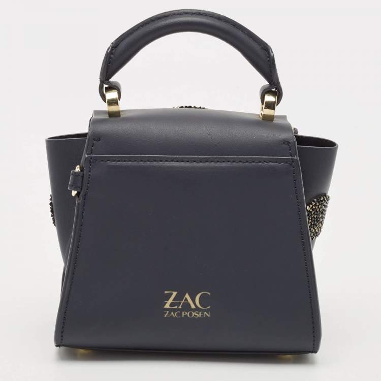 مملوكة مسبقًا Zac Posen Navy Blue Leather Mini Eartha Iconic Top Handle Bag