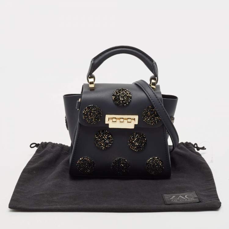 مملوكة مسبقًا Zac Posen Navy Blue Leather Mini Eartha Iconic Top Handle Bag