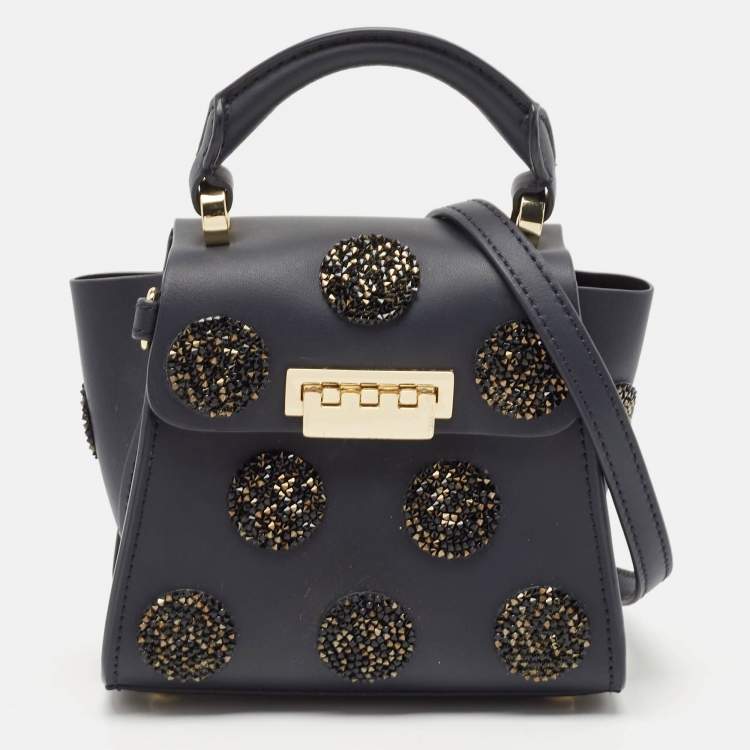 مملوكة مسبقًا Zac Posen Navy Blue Leather Mini Eartha Iconic Top Handle Bag