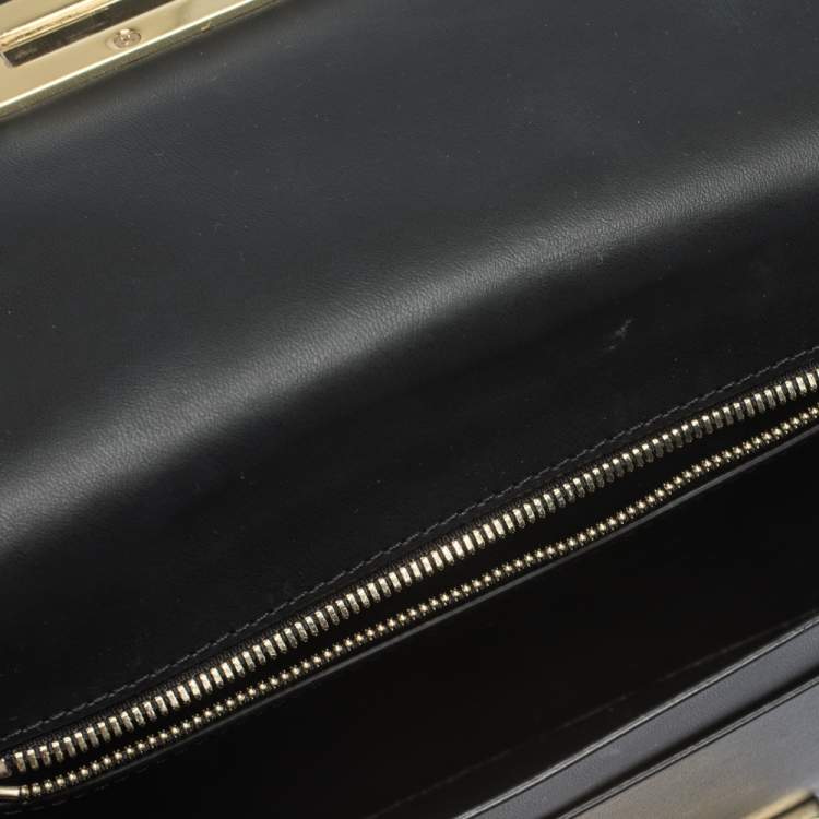 Pre Owned Zac Posen Black/White Gingham Straw and Leather Earthette Clutch
