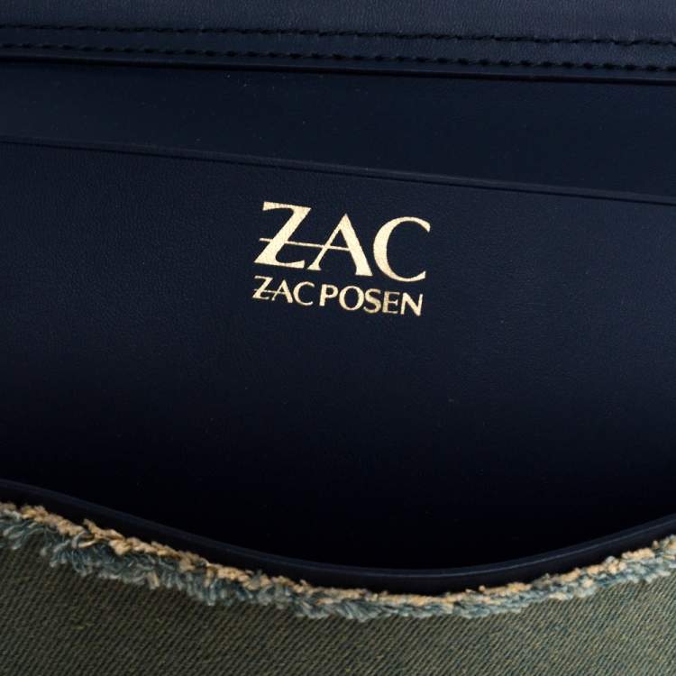 Pre Owned Zac Posen Blue Denim and Leather Eartha Patchwork Top Handle Bag