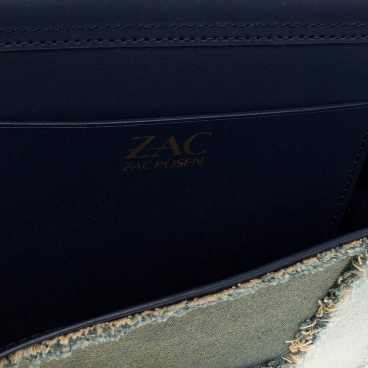 Pre Owned Zac Posen Blue Denim and Leather Eartha Patchwork Top Handle Bag