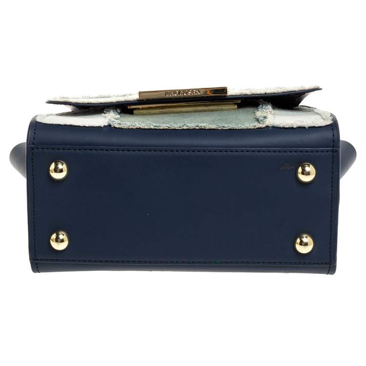 Pre Owned Zac Posen Blue Denim and Leather Eartha Patchwork Top Handle Bag