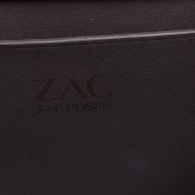 مملوكة مسبقًا Zac Posen Grey/Burgundy Suede and Patent Leather Mini Eartha Iconic Top Handle Bag