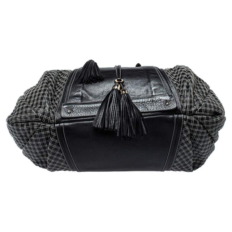 Pre Owned Zac Posen Black/White Leather Beatrice Hobo