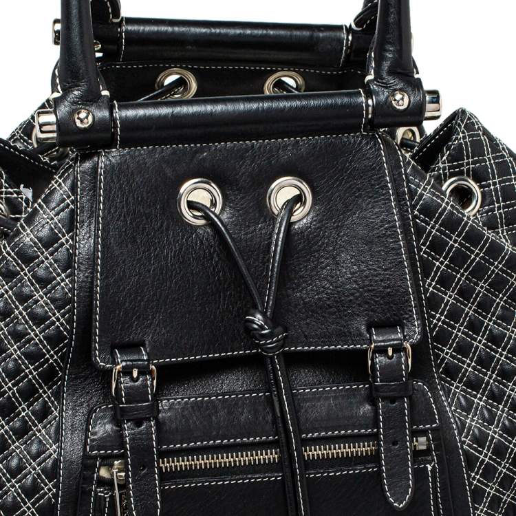 Pre Owned Zac Posen Black/White Leather Beatrice Hobo