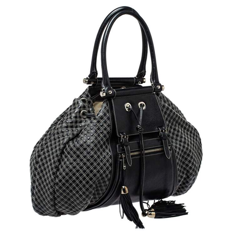 Pre Owned Zac Posen Black/White Leather Beatrice Hobo