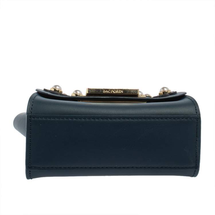 مملوكة مسبقًا ZAC Zac Posen Dark Blue Leather Mini Faux Pearl Eartha Crossbody Bag