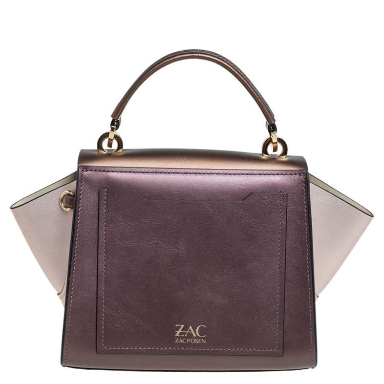 Pre Owned Zac Posen Metallic Pink and Bronze Leather Eartha Top Handle Bag