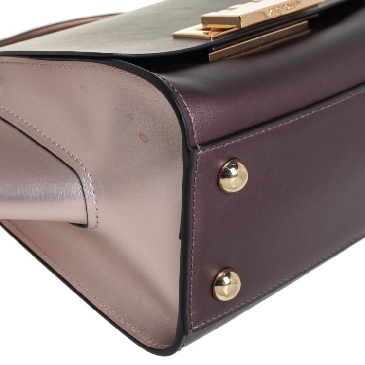 Pre Owned Zac Posen Metallic Pink and Bronze Leather Eartha Top Handle Bag