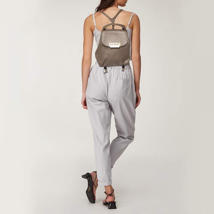 Pre Owned Zac Posen Grey Leather Eartha Backpack