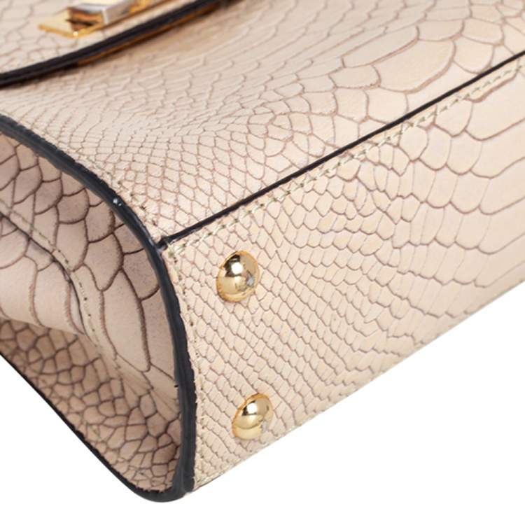 مملوكة مسبقًا Zac Posen Beige Croc Embossed Leather Mini Eartha Top Handle Bag