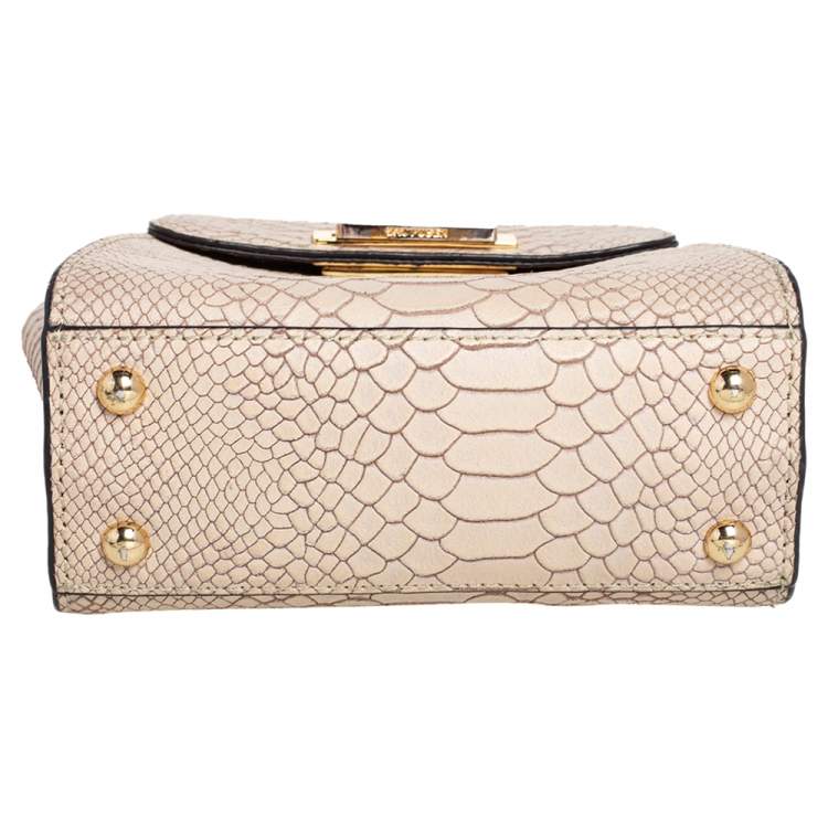 مملوكة مسبقًا Zac Posen Beige Croc Embossed Leather Mini Eartha Top Handle Bag