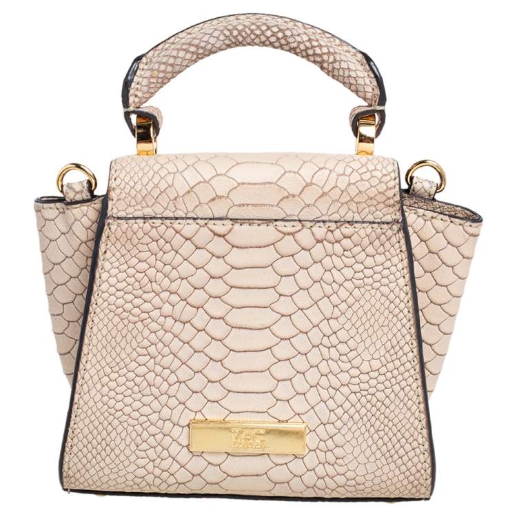 مملوكة مسبقًا Zac Posen Beige Croc Embossed Leather Mini Eartha Top Handle Bag
