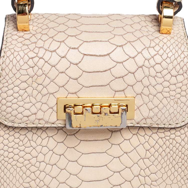 مملوكة مسبقًا Zac Posen Beige Croc Embossed Leather Mini Eartha Top Handle Bag