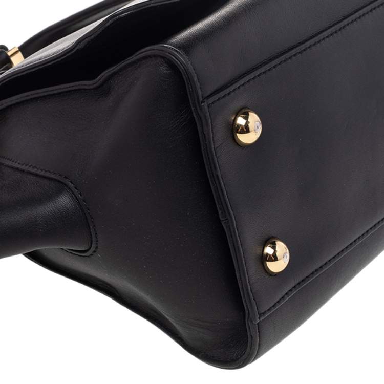 Pre Owned Zac Posen Black Leather Eartha Double Handle Satchel
