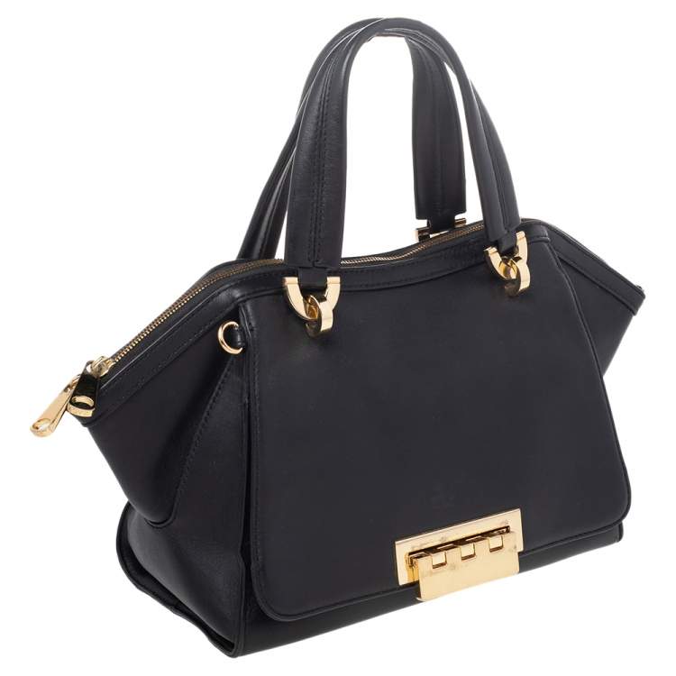 Pre Owned Zac Posen Black Leather Eartha Double Handle Satchel