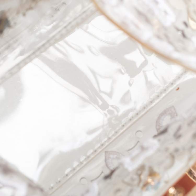 Pre Owned Zac Posen Clear PVC Floral Appliqué Embellished Mini Eartha Top Handle Bag