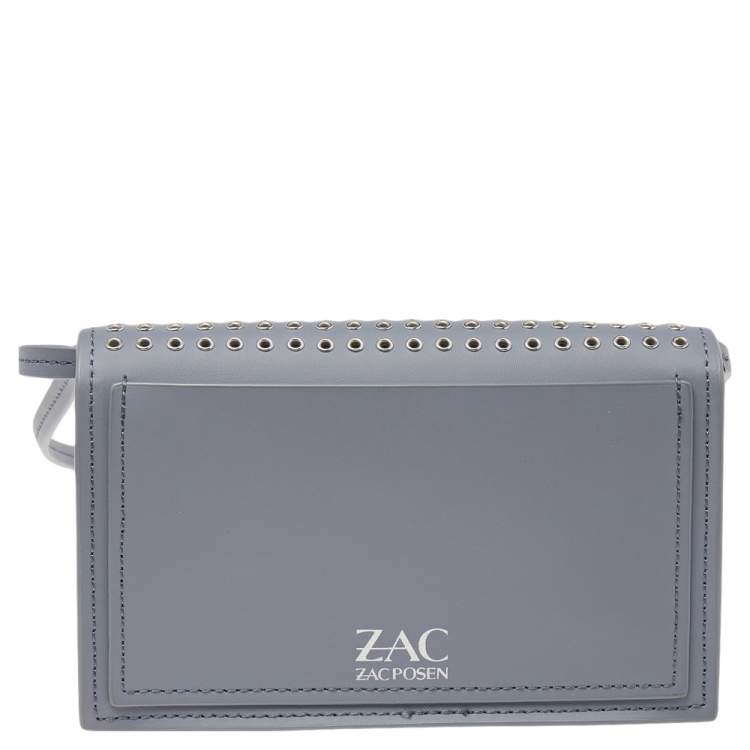 مملوكة مسبقًا Zac Posen Grey Leather Flap Shoulder Bag