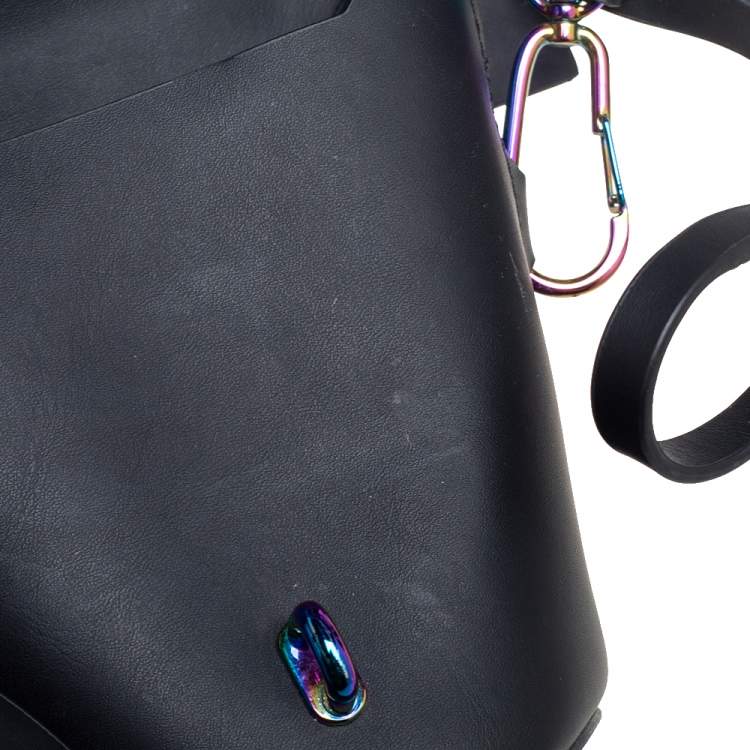 Pre Owned Zac Posen Black Leather Belay Oil Slick Crossbody Bag