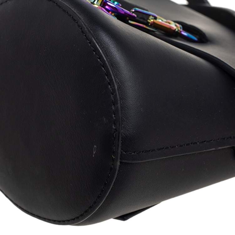 Pre Owned Zac Posen Black Leather Belay Oil Slick Crossbody Bag