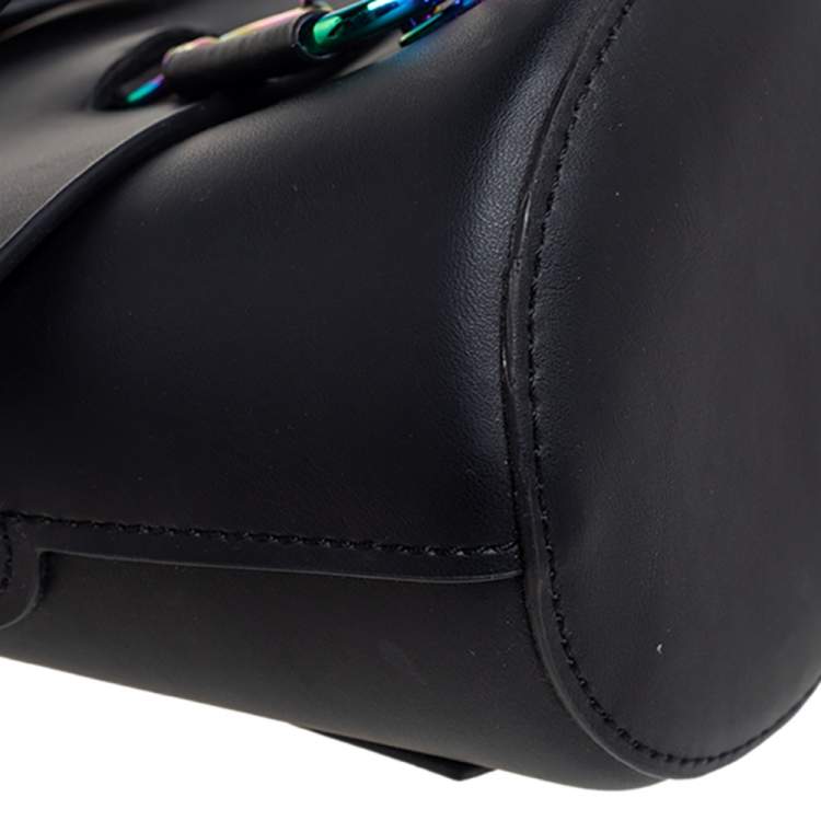Pre Owned Zac Posen Black Leather Belay Oil Slick Crossbody Bag