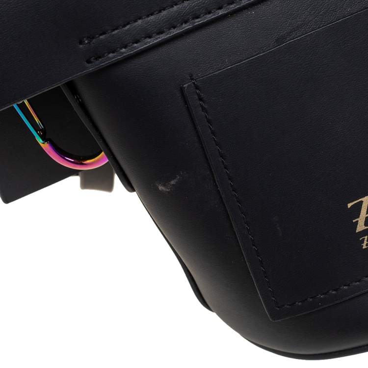 Pre Owned Zac Posen Black Leather Belay Oil Slick Crossbody Bag