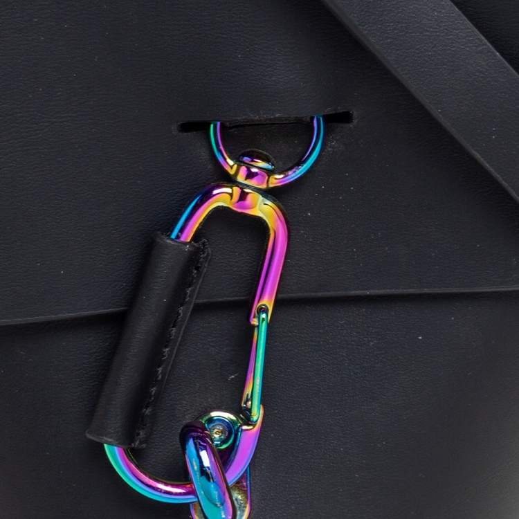 Pre Owned Zac Posen Black Leather Belay Oil Slick Crossbody Bag