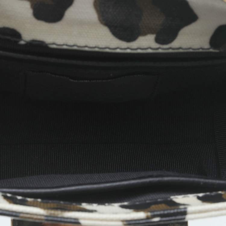 مملوكة مسبقًا Zac Posen White Leopard Print Coated Canvas Mini Eartha Shoulder Bag