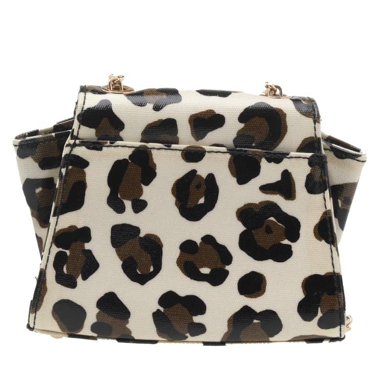 مملوكة مسبقًا Zac Posen White Leopard Print Coated Canvas Mini Eartha Shoulder Bag