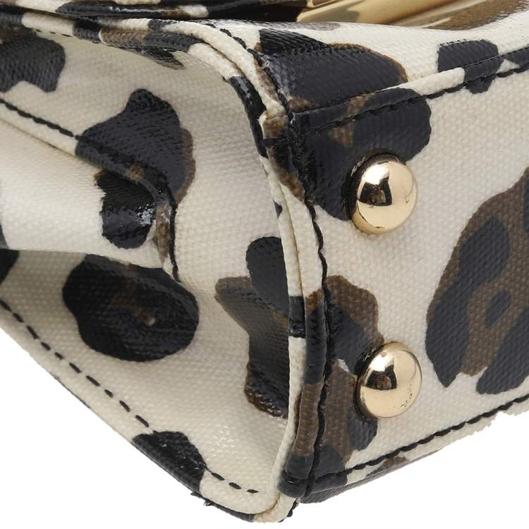 مملوكة مسبقًا Zac Posen White Leopard Print Coated Canvas Mini Eartha Shoulder Bag