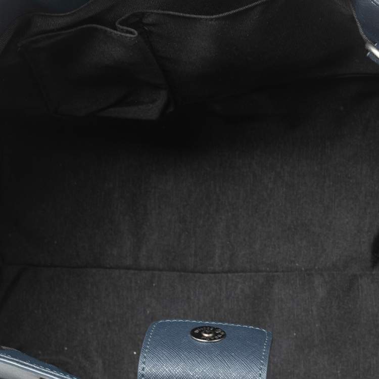 Pre Owned Zac Posen Navy Blue Saffiano Leather Front Zip Tote